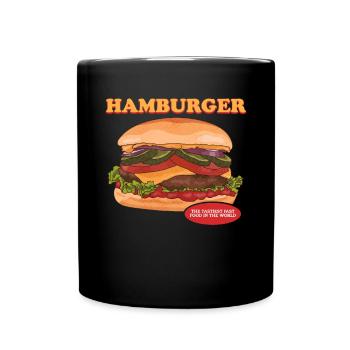Hamburger Burger Fast Food Fastfood Geschenk - Tasse einfarbig - Schwarz - Vorne