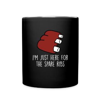 Spare Ribs Food Lover Grillen BBQ Ribs Barbecue - Tasse einfarbig - Schwarz - Vorne
