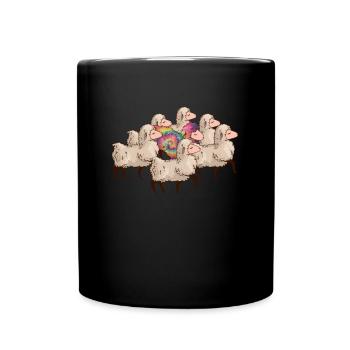 Rainbow Sheep in Herd - Hippie Costume Tie Dye - Full Colour Mug - black - Front