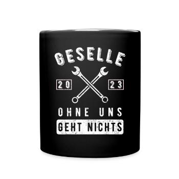 Gesellenbrief Männer Berufsschul Handwerker Stolz - Tasse einfarbig - Schwarz - Vorne