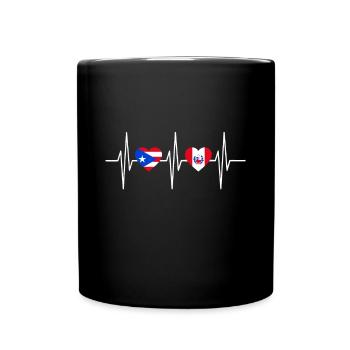 Heartbeat Puerto Rican Flag Peruvian Flag Heartpue - Full Colour Mug - black - Front