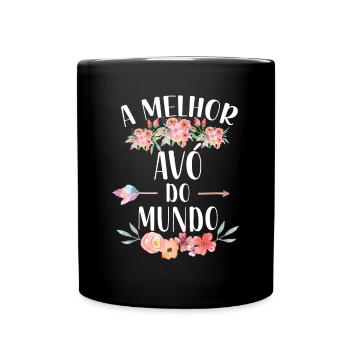 A Melhor Avo Do Mundo Portuguese Grandma Floralnur - Full Colour Mug - black - Front