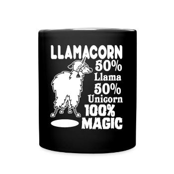 Llama Llamacorn Llama Unicorn - Full Colour Mug - black - Front