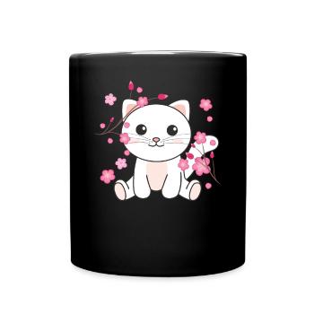 Chat animaux mignons pour enfants kawaii - Mug uni - noir - Devant