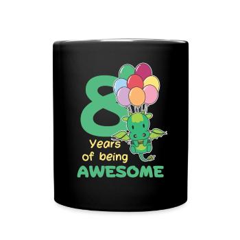 Dragon for 8th birthday children eight years old - Full Colour Mug - black - Front