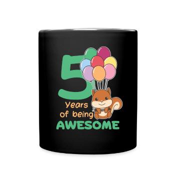 Squirrel for 5th birthday children five years - Full Colour Mug - black - Front
