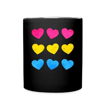 Pansexual Pride Pan Flag Hearts Subtil LGBTQ - Mug uni - noir - Devant