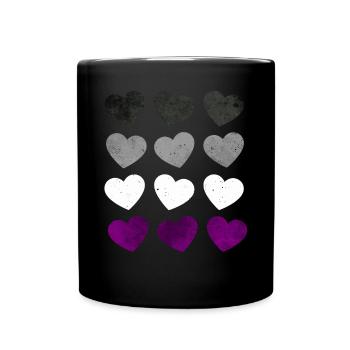 Asexual Pride Ass Flag Hearts Subtil LGBTQ - Mug uni - noir - Devant