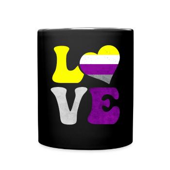 Nicht-binäre Stolz Flagge LIEBE Herz LGBTQ - Tasse einfarbig - Schwarz - Vorne