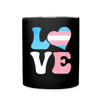 Transgender Stolz Trans Flagge LIEBE Herz LGBTQ - Tasse einfarbig - Schwarz - Vorne