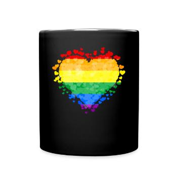 Gay Pride Rainbow Flag Heart Sublte - Mug uni - noir - Devant