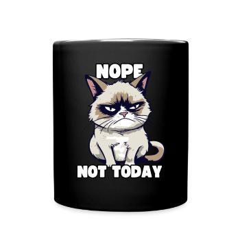 Lustige Grump Cat - Nope, Not Today - Sarkasmus - Tasse einfarbig - Schwarz - Vorne