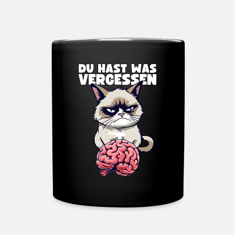 Grump Cat mit Gehirn - Du hast was vergessen Katze - Tasse einfarbig - Schwarz