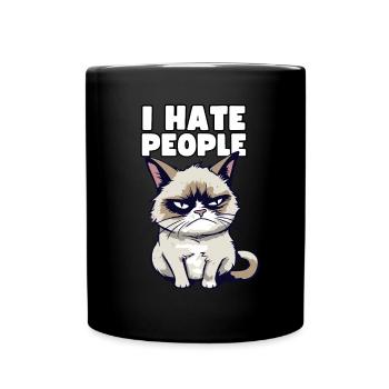 Sarcastische Grump Cat - I Hate People - Spruch - Full Colour Mug - black - Front