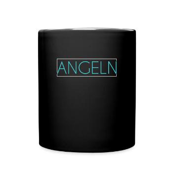 Angeln Schriftzug - Tasse einfarbig - Schwarz - Vorne