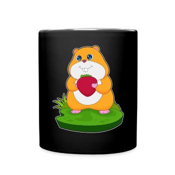 Hamster Strawberry - Full Colour Mug - black - Front