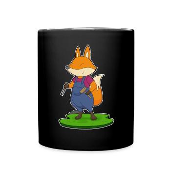 Fuchs Handwerker Hammer Meißel - Tasse einfarbig - Schwarz - Vorne