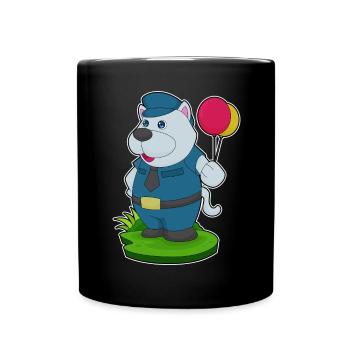 Hund Polizist Luftballon Polizei - Tasse einfarbig - Schwarz - Vorne
