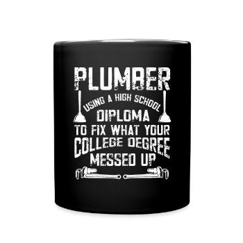 Handwerker Installateur Spruch Klempner - Tasse einfarbig - Schwarz - Vorne