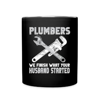 Handwerker Installateur Spruch Klempner - Tasse einfarbig - Schwarz - Vorne