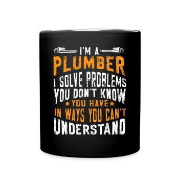 Handwerker Installateur Spruch Klempner - Tasse einfarbig - Schwarz - Vorne