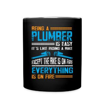Handwerker Installateur Spruch Klempner - Tasse einfarbig - Schwarz - Vorne