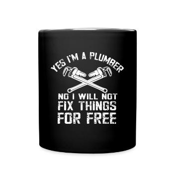 Handwerker Installateur Spruch Klempner - Tasse einfarbig - Schwarz - Vorne