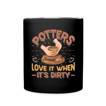 Ceramic Pottery Design - Full Colour Mug - black - Front