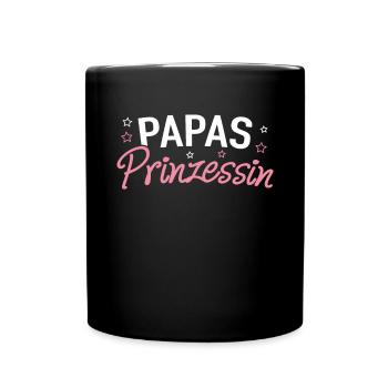 Papas Prinzessin Töchter Nachwuchs Schwangerschaft - Tasse einfarbig - Schwarz - Vorne