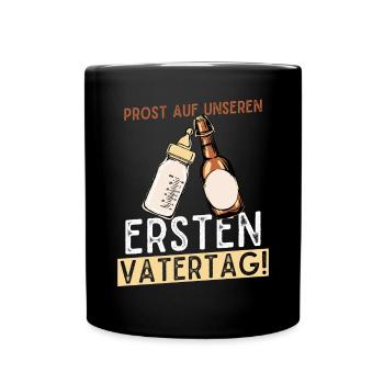 Unser erster Vatertag mit Bier und Milchflasche - Tasse einfarbig - Schwarz - Vorne