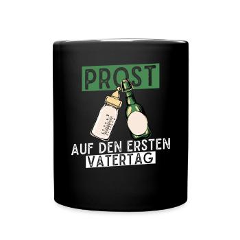 Prost Auf Den Ersten Vatertag mit Bier und - Tasse einfarbig - Schwarz - Vorne