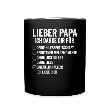 Vater Vatertag Papa - Tasse einfarbig - Schwarz - Vorne