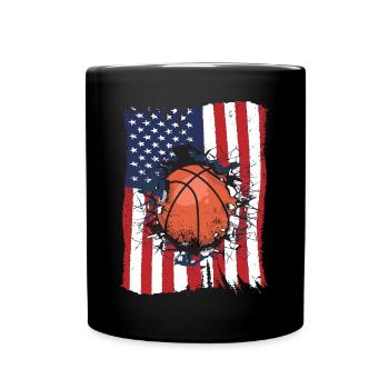 Basketball USA Fan Merch America National Flag - Full Colour Mug - black - Front