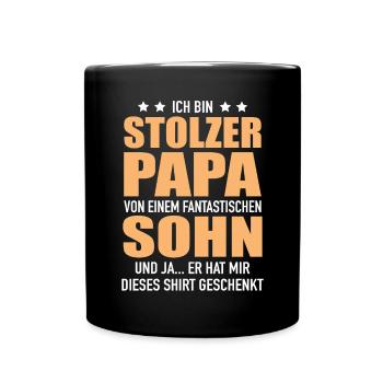 Stolzer Papa Fantastischen Sohn Geschenk Papa - Tasse einfarbig - Schwarz - Vorne