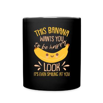 Banane Kawaii mignonne - Mug uni - noir - Devant