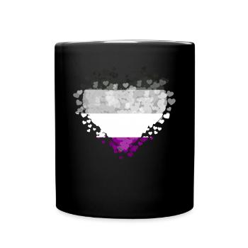Asexual Pride Ass Flag Hearts Sublte LGBTQ - Full Colour Mug - black - Front