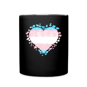 Transgender Stolz Trans Flagge Herzen Sublte LGBTQ - Tasse einfarbig - Schwarz - Vorne