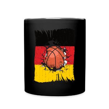 Basketball Team Deutschlandfahne Deutschlandflagge - Tasse einfarbig - Schwarz - Vorne