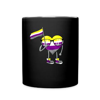 Drapeau de la fierté non binaire Coeur Sublte LGBTQ - Mug uni - noir - Devant