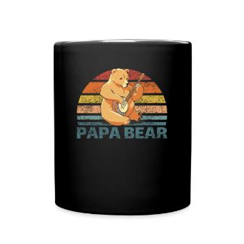 Papabear Father's Day best daddy father bear with banjo - Full Colour Mug - black - Front