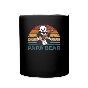 Papabear Vatertag bester Papa Panda mit Guitarre - Tasse einfarbig - Schwarz - Vorne