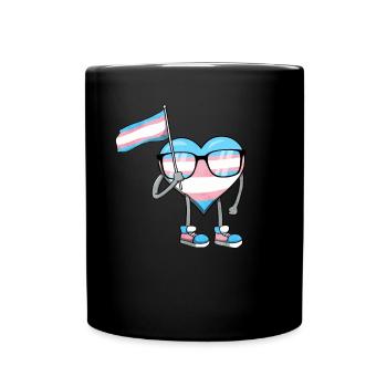 Transgender Stolz Trans Flagge Herz Sublte LGBTQ - Tasse einfarbig - Schwarz - Vorne