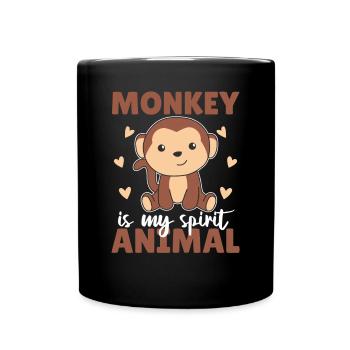 Le singe est mon animal spirituel - süßer Affe - Mug uni - noir - Devant