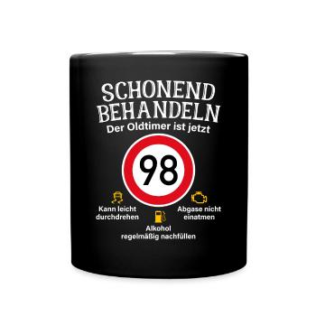 98. Geburtstag Schonend Behandeln Oldtimer Ist 98 - Tasse einfarbig - Schwarz - Vorne