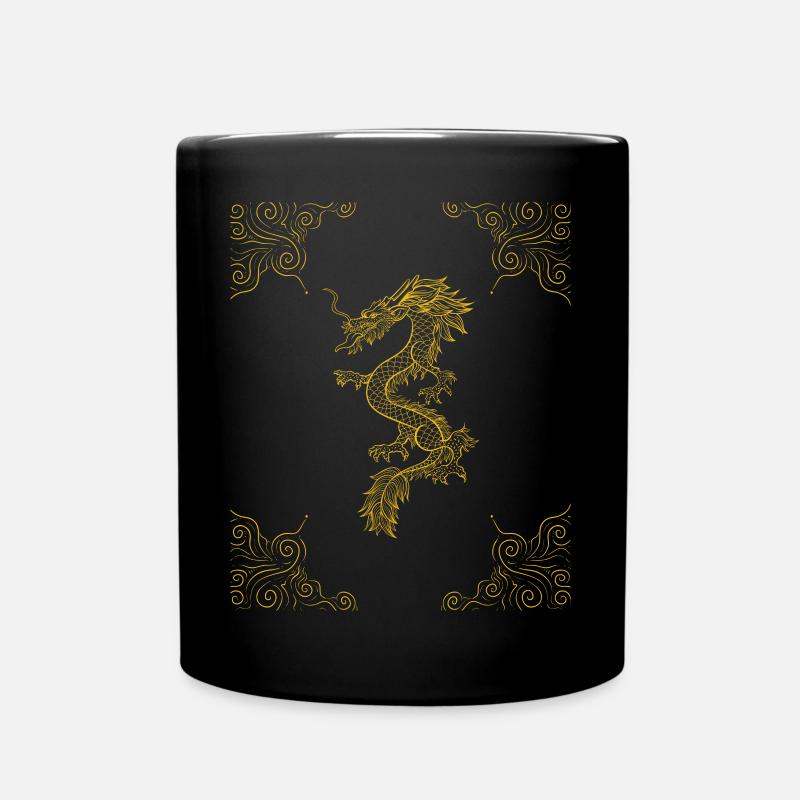Esthétique japonaise Dragon d’or chinois - Mug uni - noir