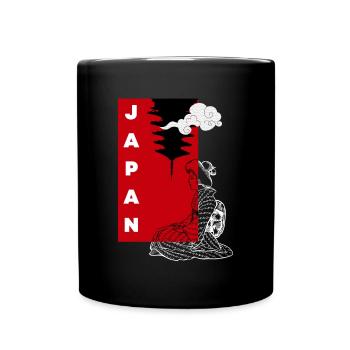 Japan Japanese Temple Yoga Manga Meditation - Full Colour Mug - black - Front