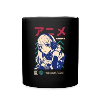 Japan Japanese Manga Girl Game Gaming Gamergirl - Full Colour Mug - black - Front