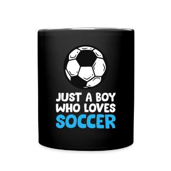 Just a Boy Who Loves Soccer - Full Colour Mug - black - Front