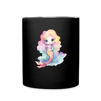 Mignonne Sirène Fille Femme Maman Anniversaire Sirène - Mug uni - noir - Devant