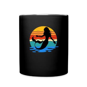 Mignonne Sirène Fille Femme Maman Anniversaire Sirène - Mug uni - noir - Devant
